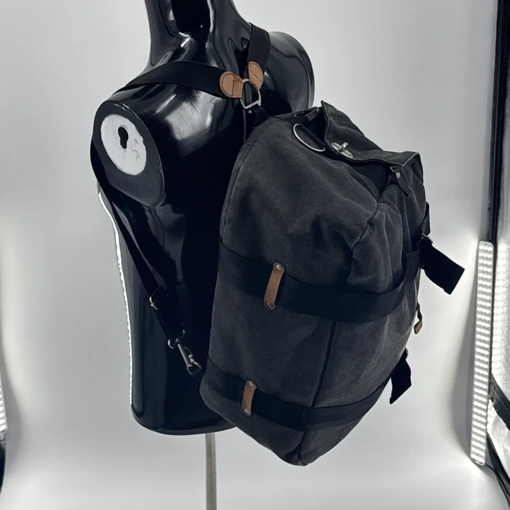 QWSTION Weekender Convertible Travel Bag Grey Canvas Backpack Duffel Carry On